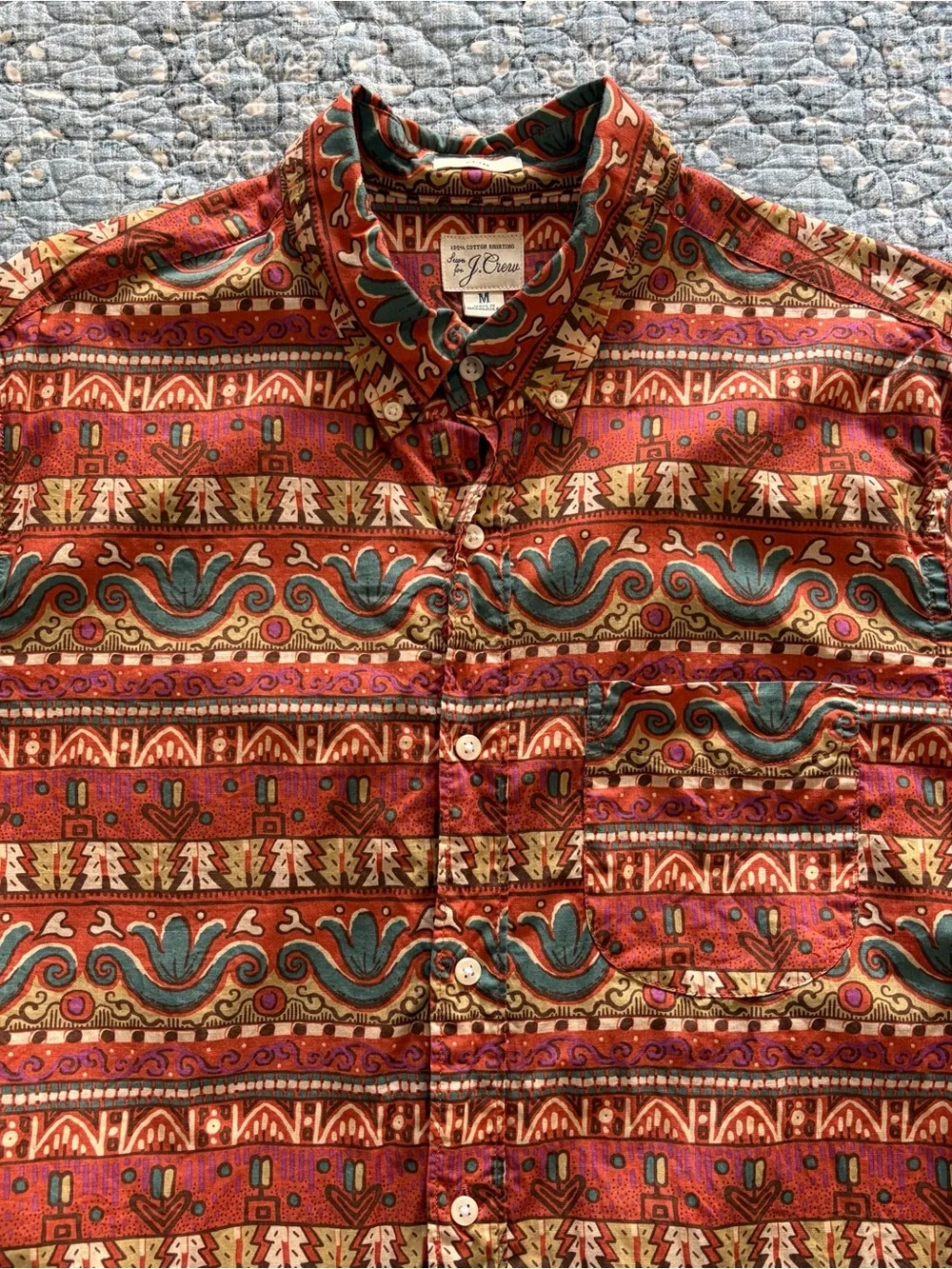 J.Crew Mens Patterned Stripe Button Down Shirt